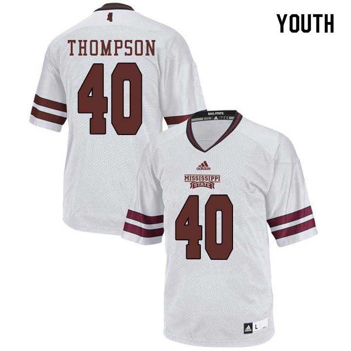 Youth #40 Erroll Thompson Mississippi State Bulldogs College Football Jerseys Sale-White - Click Image to Close